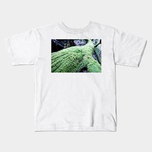 Long moss covered tree trunk on forest floor. Kids T-Shirt